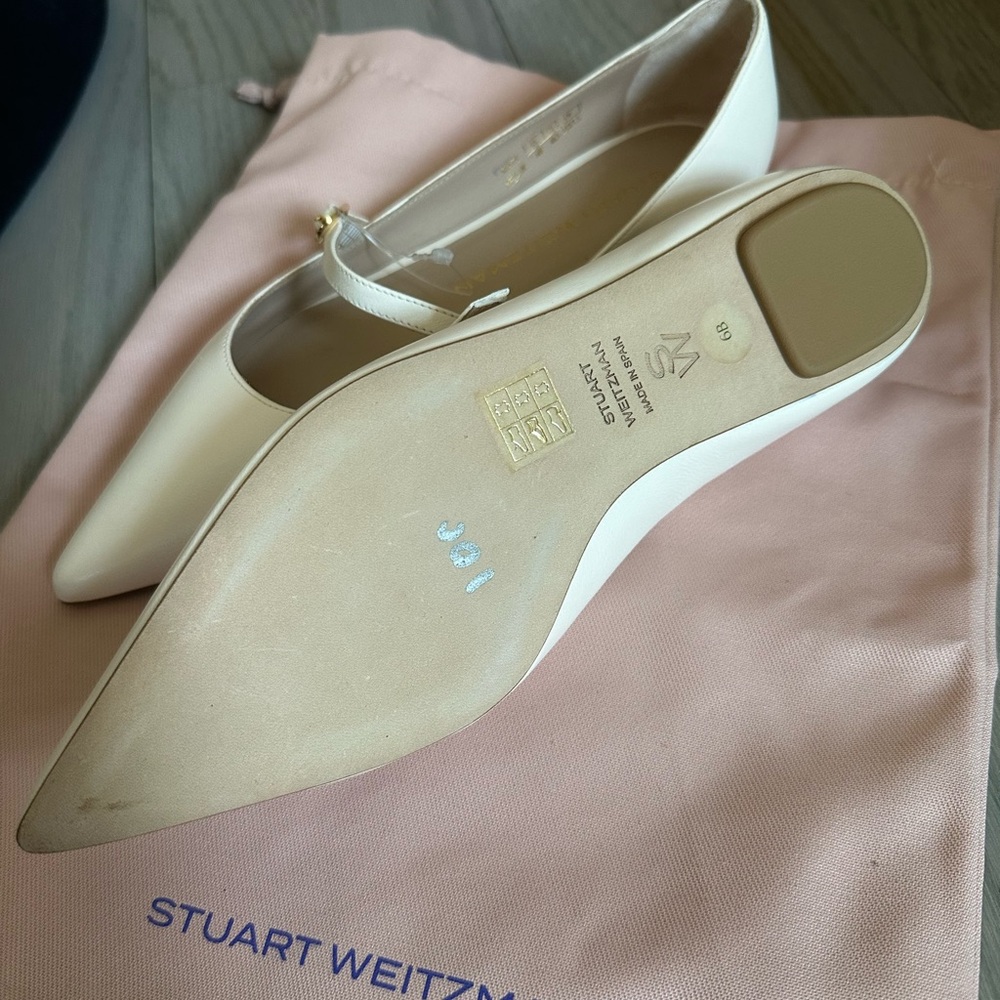 Stuart Weitzman Women's White Mary Jane Flats sz 36. New! - Picture 2 of 5